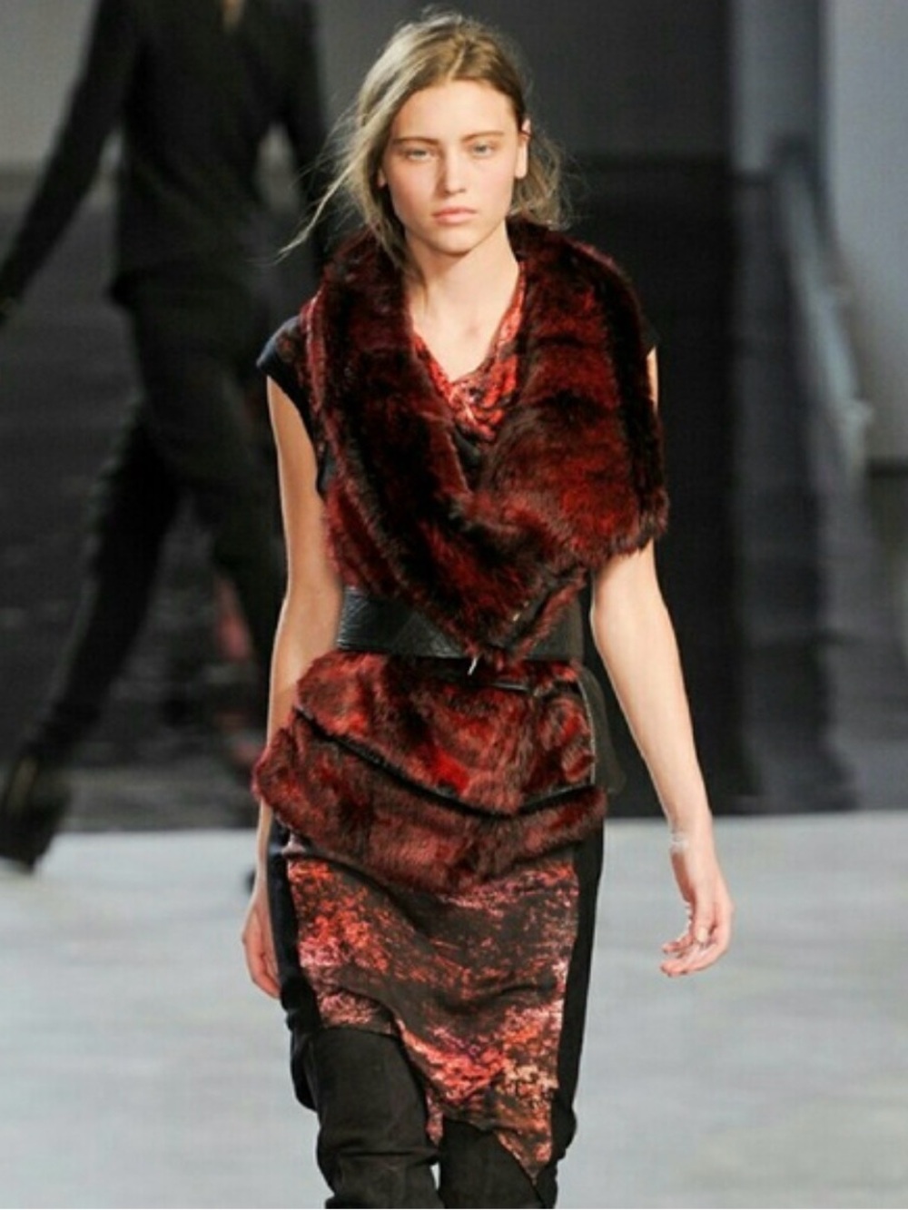Helmut Lang Silk Asymmetric Sleeveless Red & Black Cowl Neck Dress